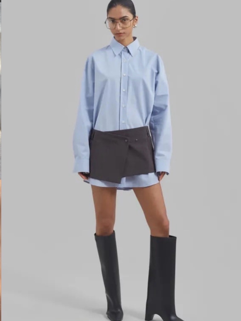 Asymmetric Mini Skirt in Charcoal Gray